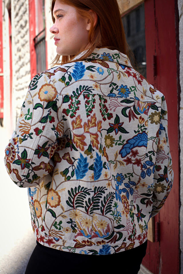 Elodie Women's Tapestry Floral Jacket Vintage-Inspired Embroidery