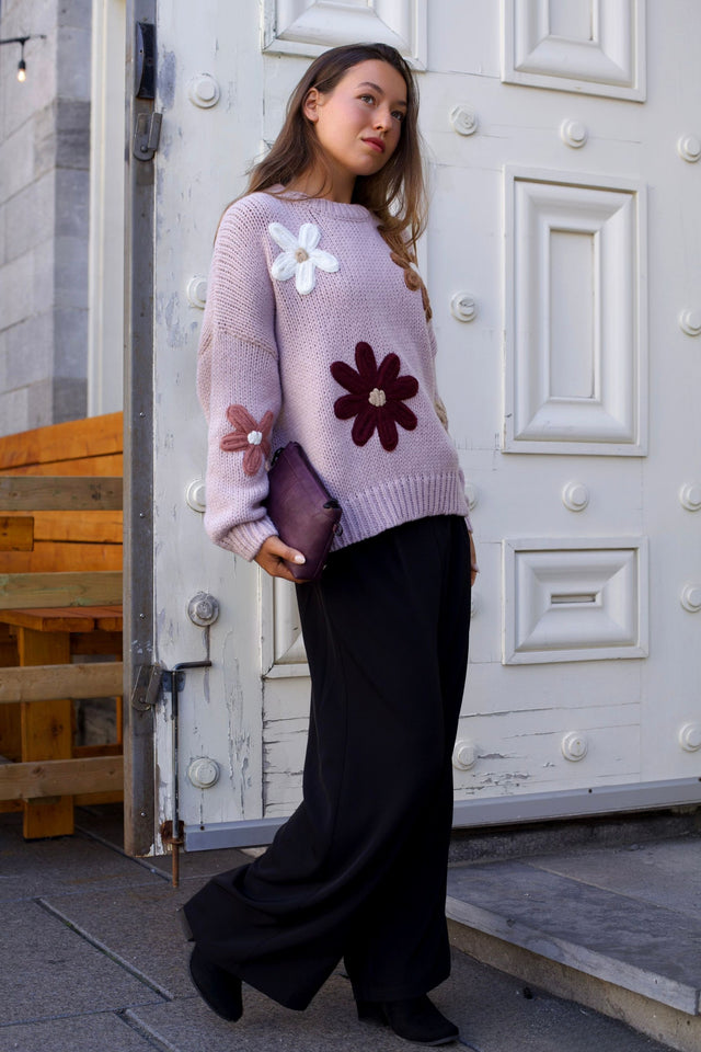 Tamara Pull En Maille Épaisse Fleurs Brodées Femme