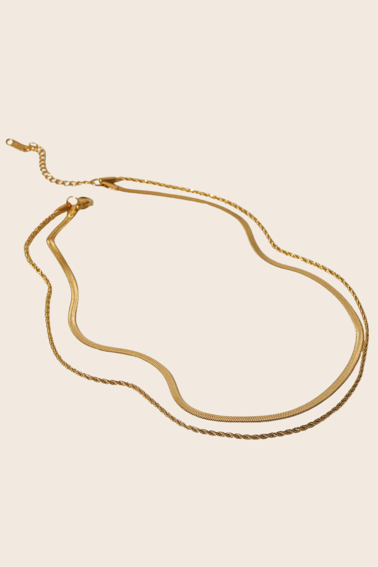 18K Collier Double Chaîne Dorée