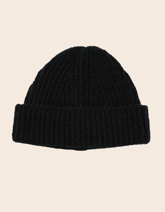 Beannie Hat Rib Knit Solid Color - Onze Montreal Black Onze Montreal