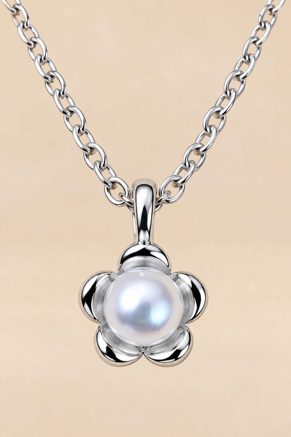 Gold-Tone Pearl-Effect Flower Pendant Necklace