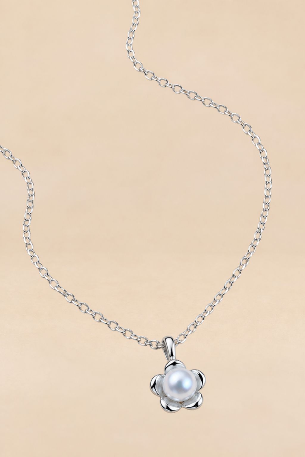 Gold-Tone Pearl-Effect Flower Pendant Necklace