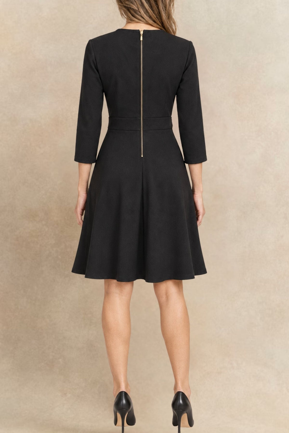 Nathalie Fit & Flare Dress Gold Buttons