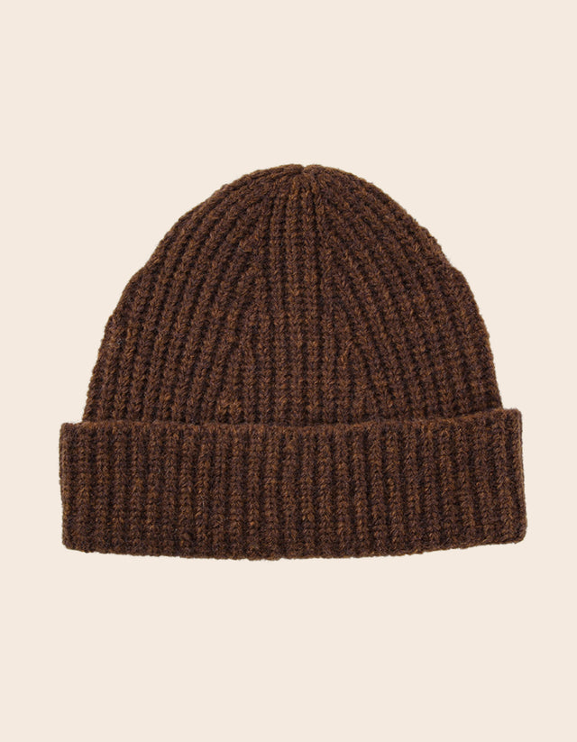 Beannie Hat Rib Knit Solid Color - Onze Montreal Brown Onze Montreal