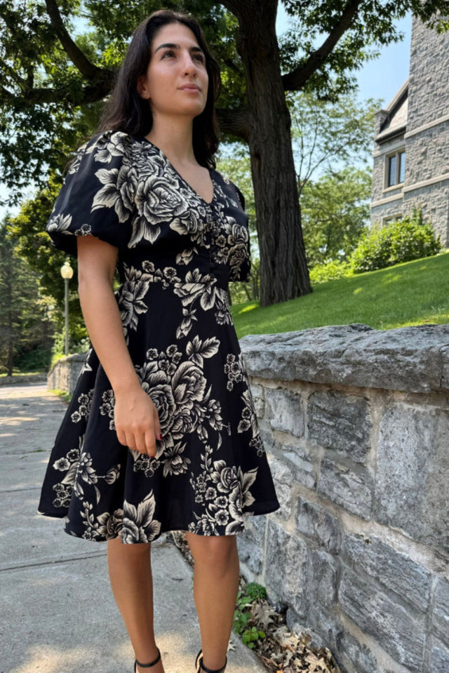 Black floral dress