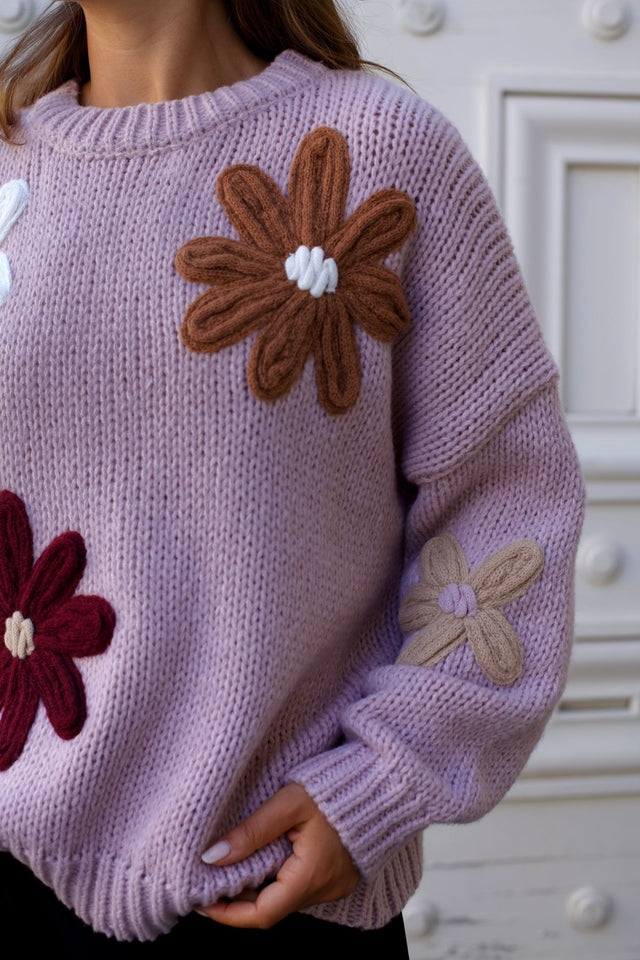 Tamara Pull En Maille Épaisse Fleurs Brodées Femme