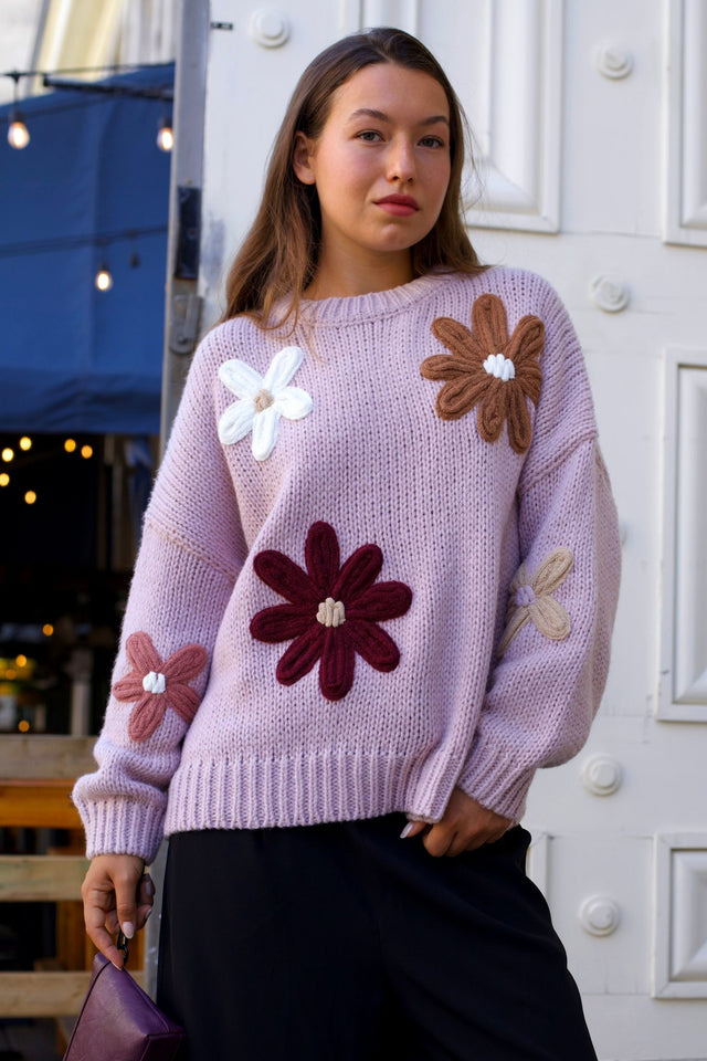 Tamara Pull En Maille Épaisse Fleurs Brodées Femme