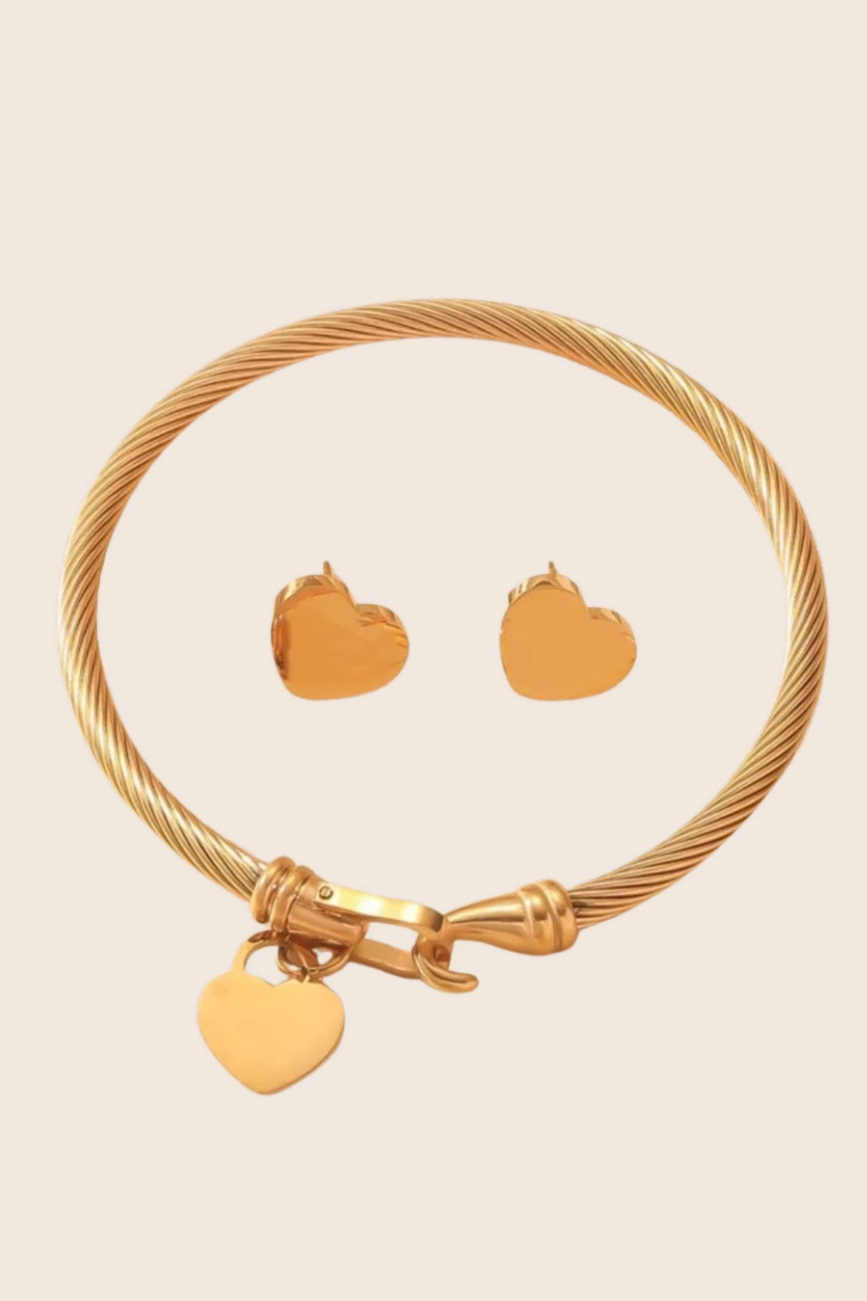 Alice 18K Gold-Plated Heart Set Earrings and Bracelet