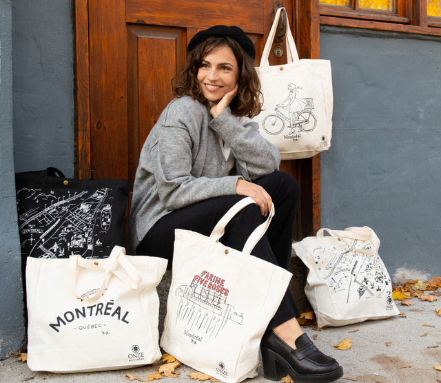 La Métropolitaine Montreal Canvas Tote Bag - Onze Montreal White Annick
