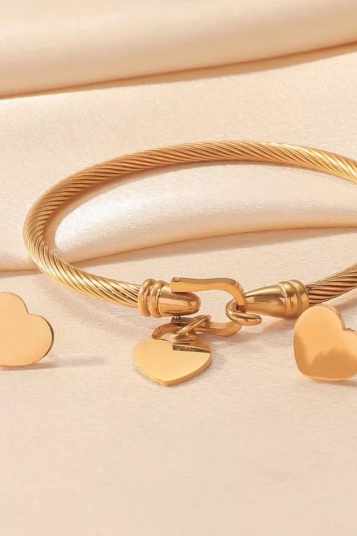Alice 18K Gold-Plated Heart Set Earrings and Bracelet