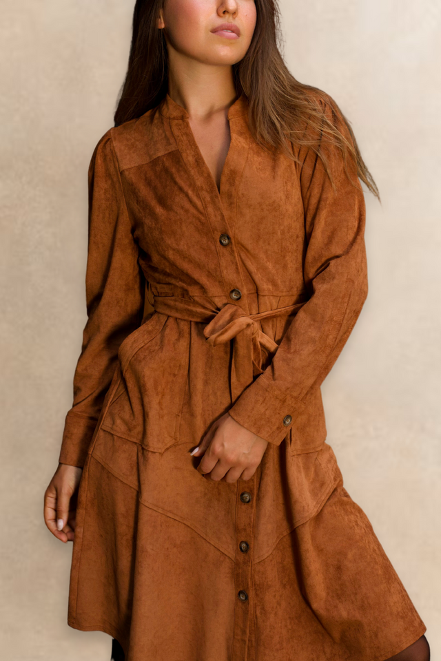 Anastasia Faux Suede Shirt Dress