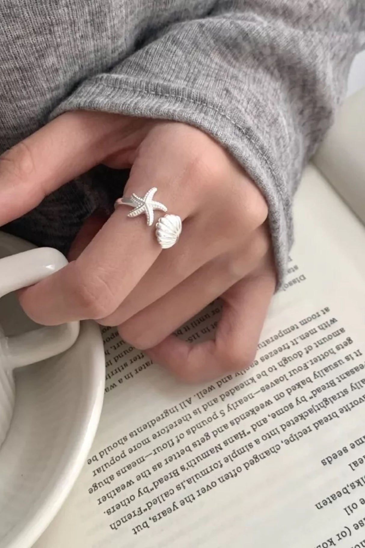 Ariel Starfish & Seashell Open Ring