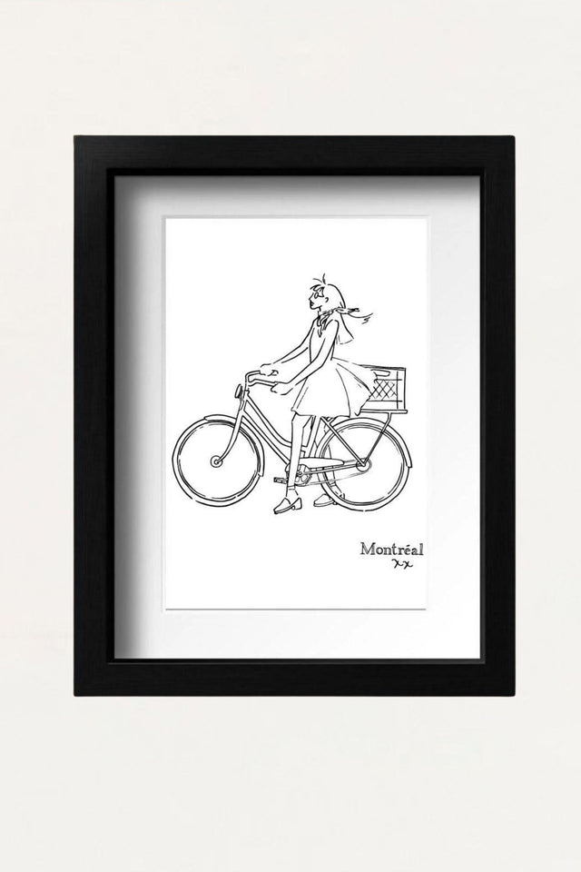 Art print- Girl on bicycle - Onze Montreal Default Title Onze Montreal