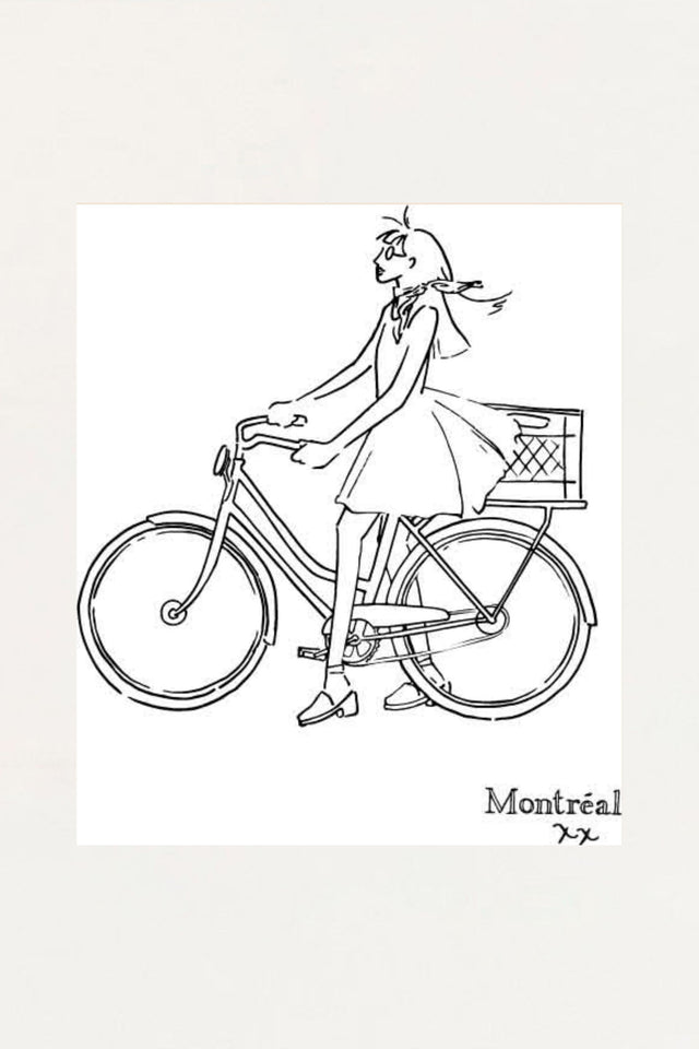 Art print- Girl on bicycle - Onze Montreal Default Title Onze Montreal