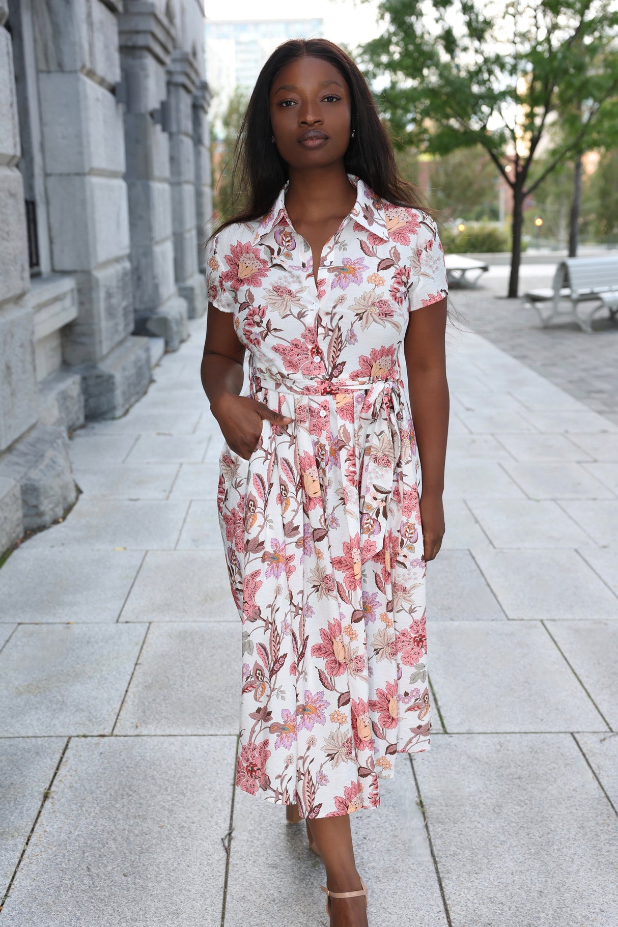 Robe chemise midi Augustine à imprimé floral