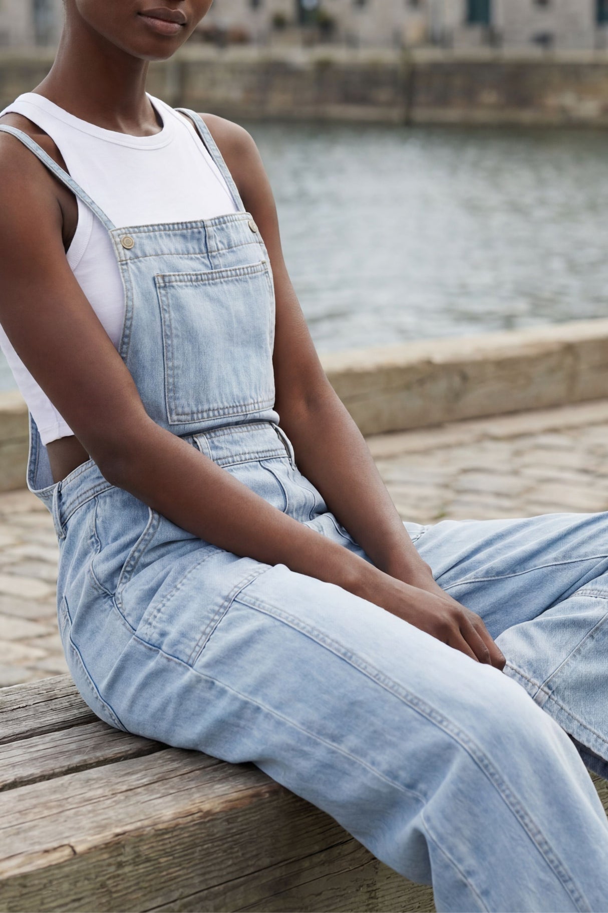 Aurelia Salopette Jean Ample Jambe Large