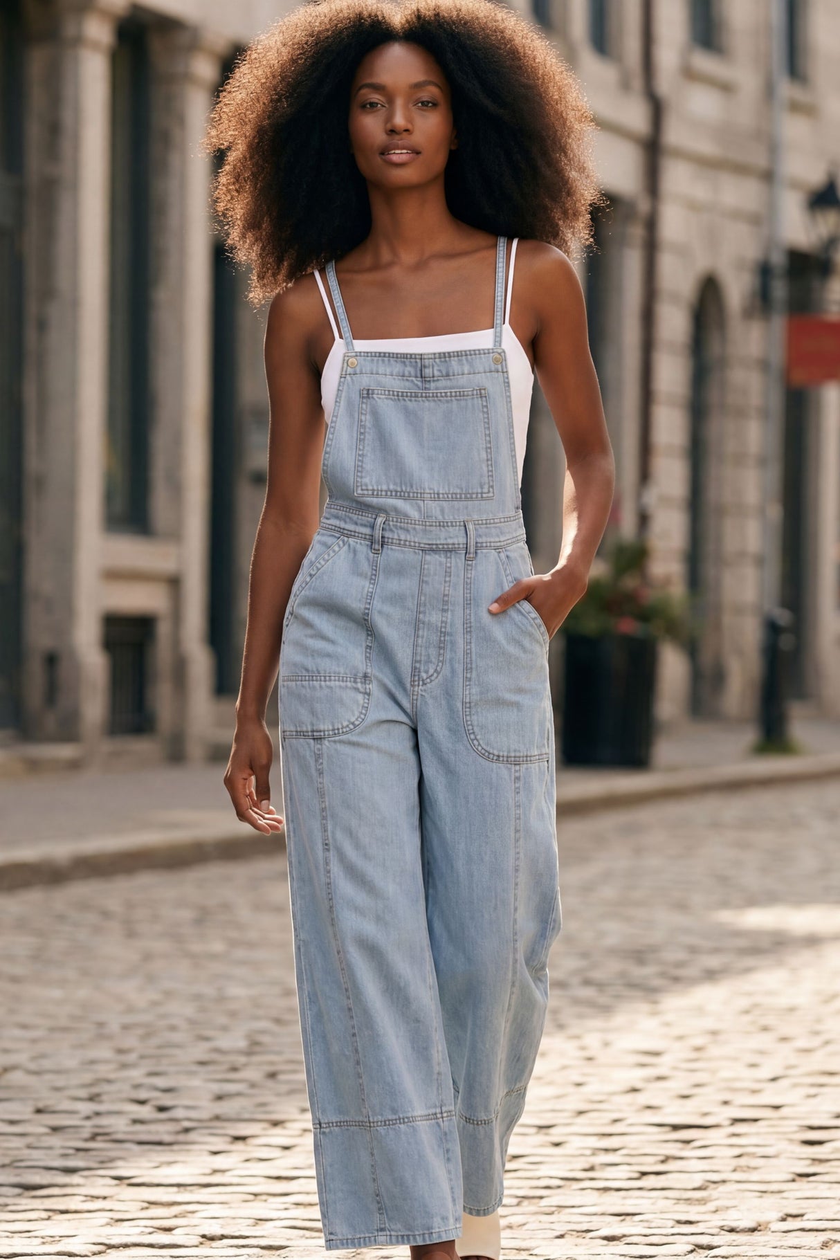 Aurelia Salopette Jean Ample Jambe Large