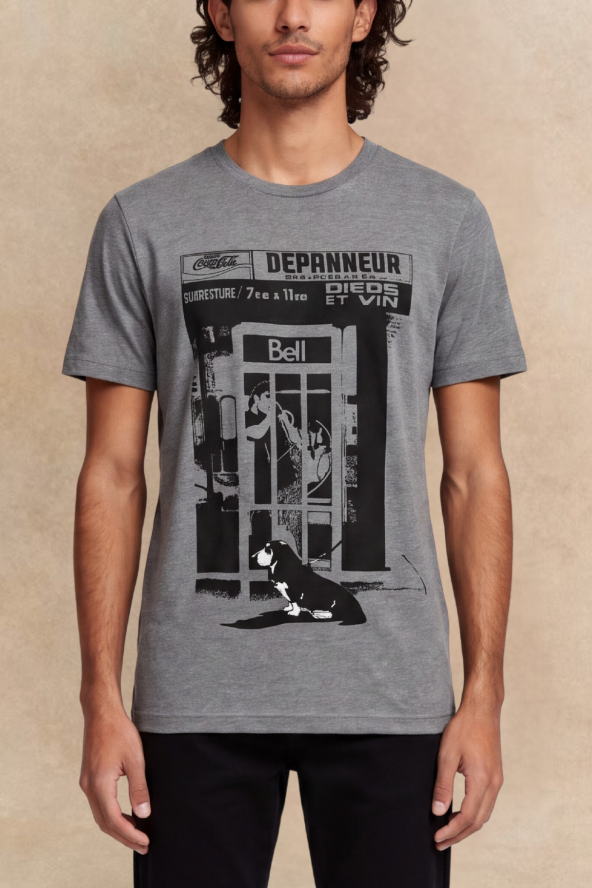Bell, Bière et Basset T-Shirt Hommes Gris