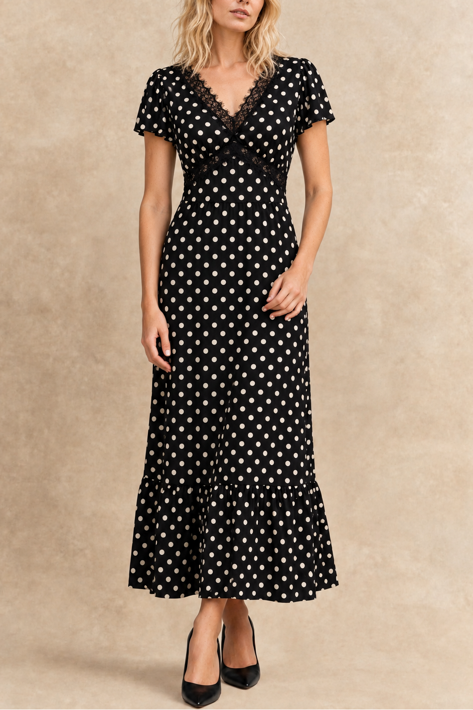 Constance Black Polka Dot Long Maxi Dress