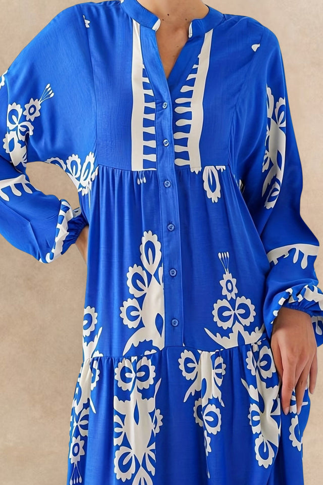 Ruth Bohemian Print Long Sleeve Maxi Dress