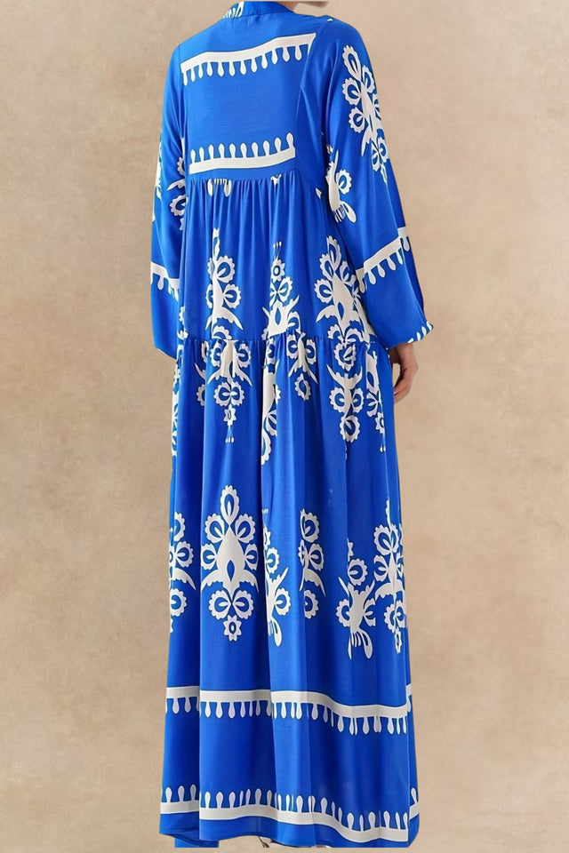 Ruth Bohemian Print Long Sleeve Maxi Dress