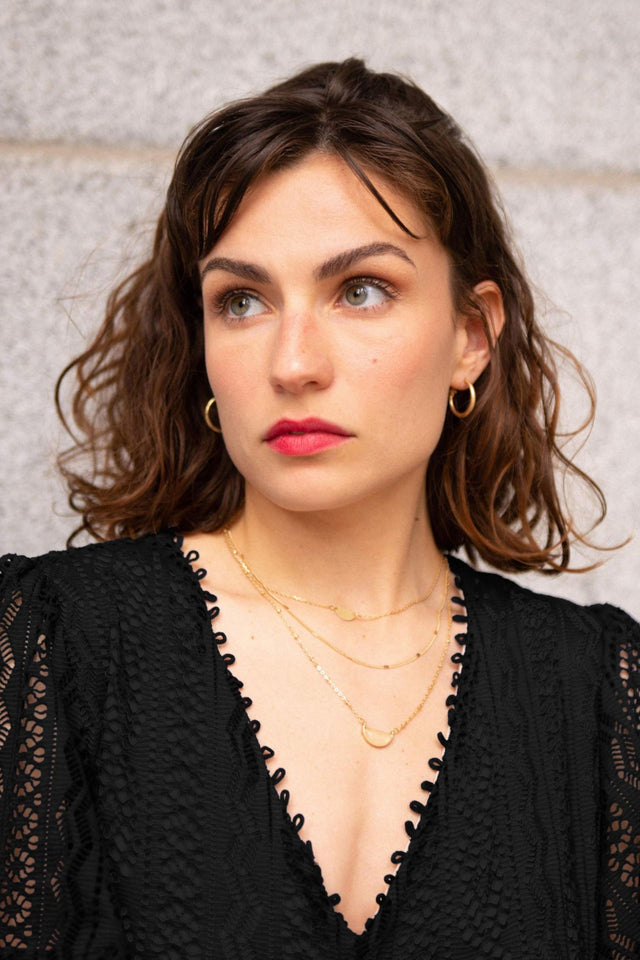 Bonnie Robe Midi Tricot Crochet avec Doublure et Manches Courtes