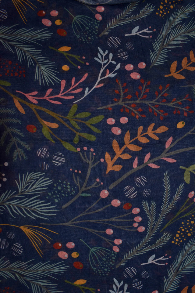 Écharpe légère à imprimé botanique et floral vert