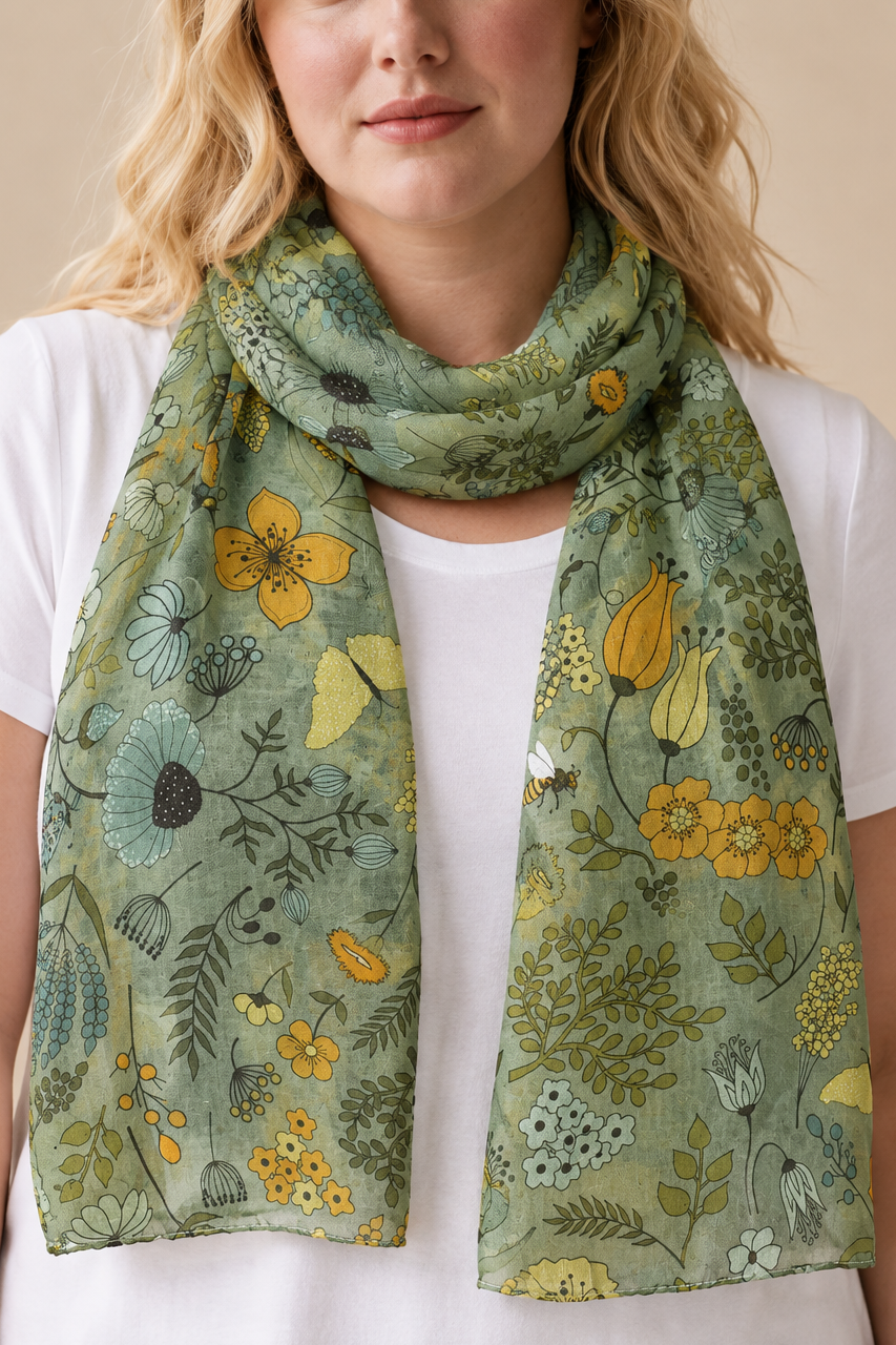 Scarf Forest Plants Green