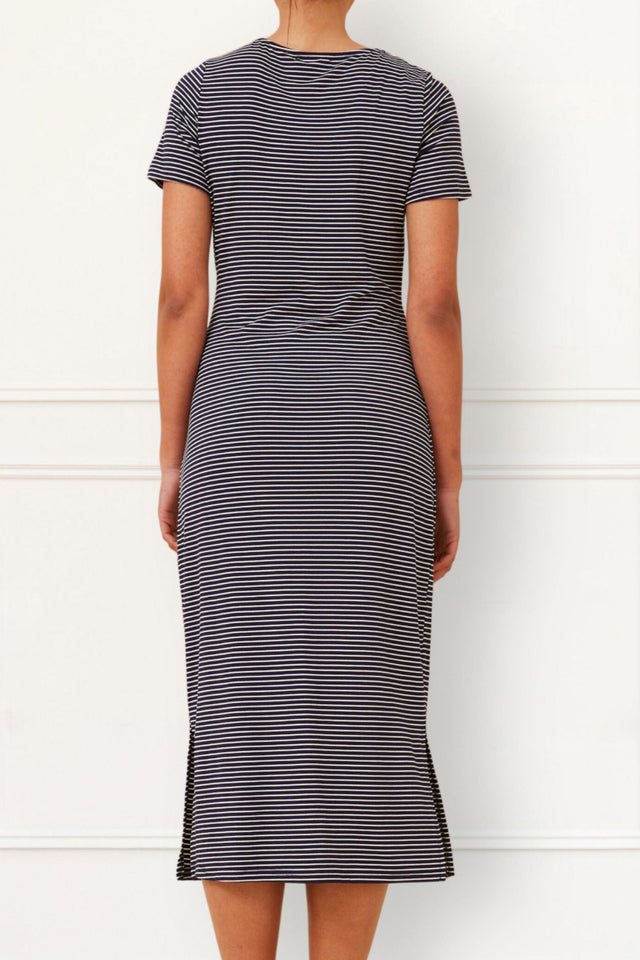 Brianna Midi Dress Striped Print - Onze Montreal Black / XS Annick