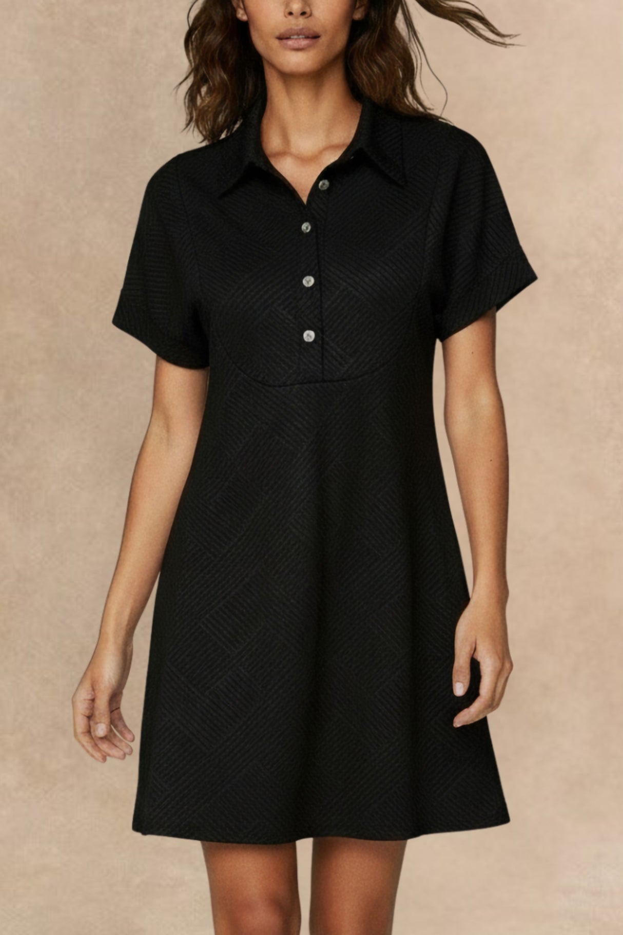 Aveline Button Front Short Sleeve Mini Dress
