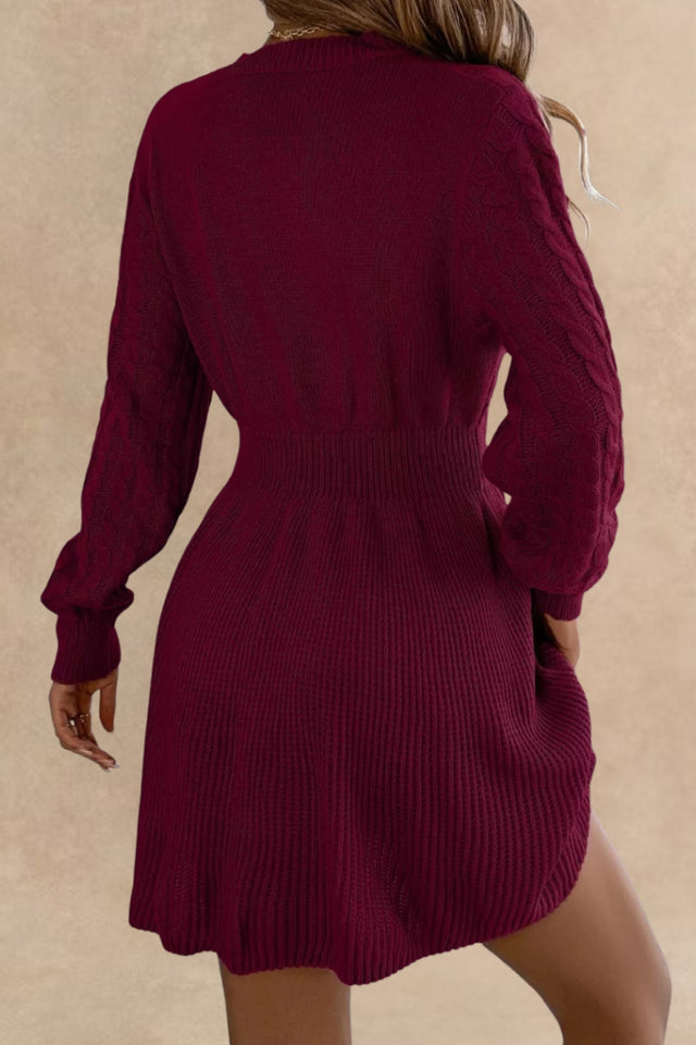 Cable Knit Long Sleeve Sweater Dress