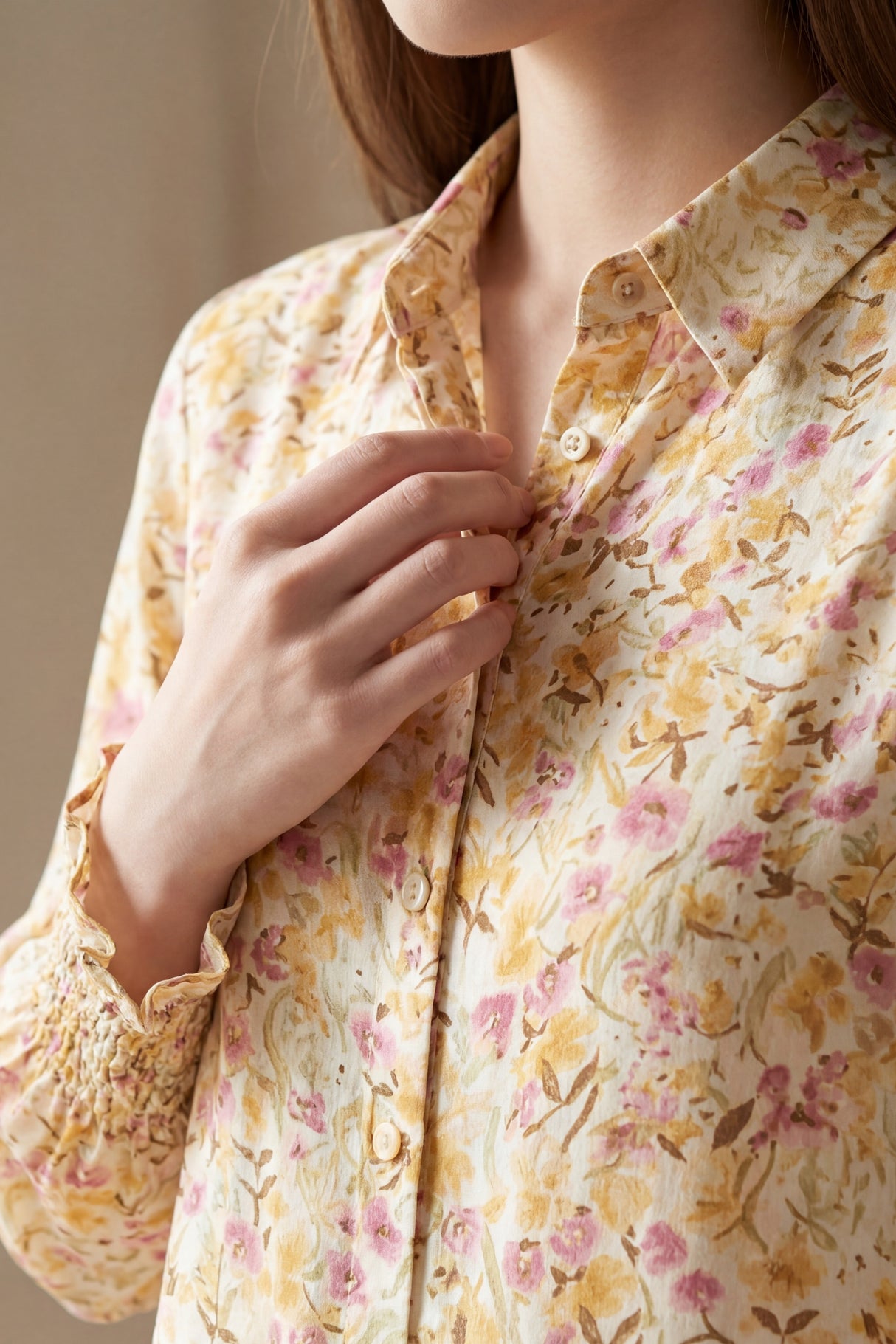 Charlie Robe Manches Longues Florales Smockés