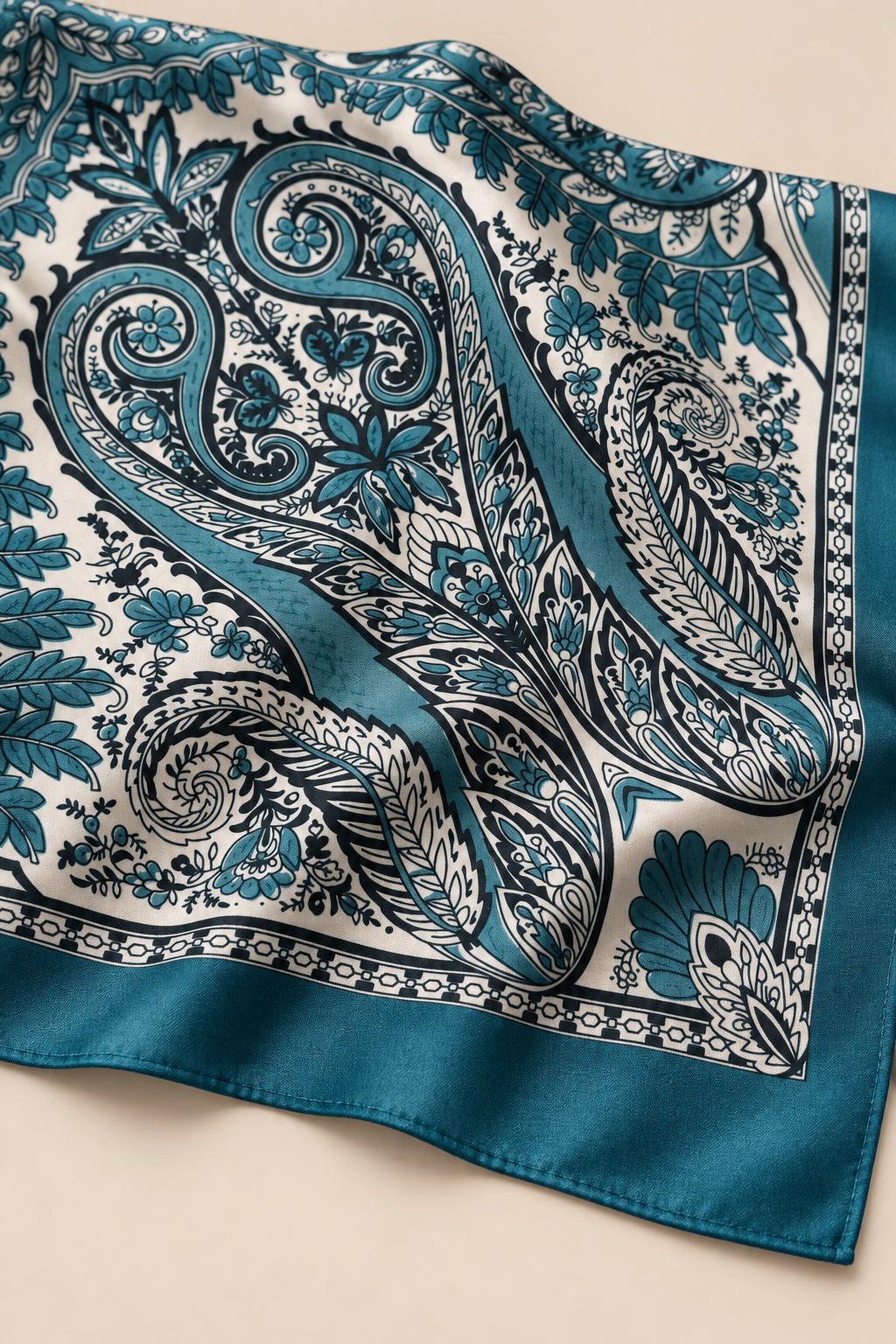Ornamental Paisley Square Scarf Teal