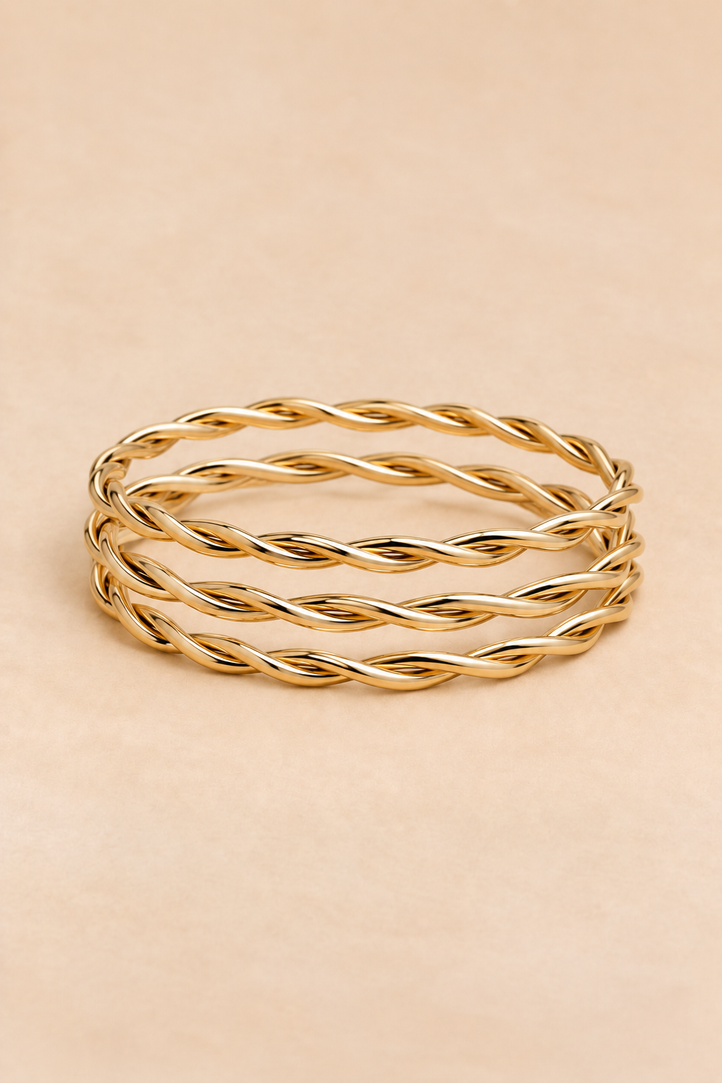 Ensemble de trois joncs dorés texturés – Style 008