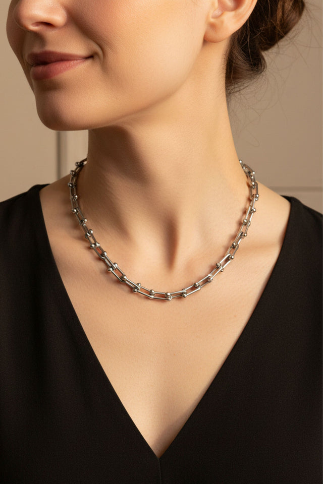 Chunky Steel Link Necklace