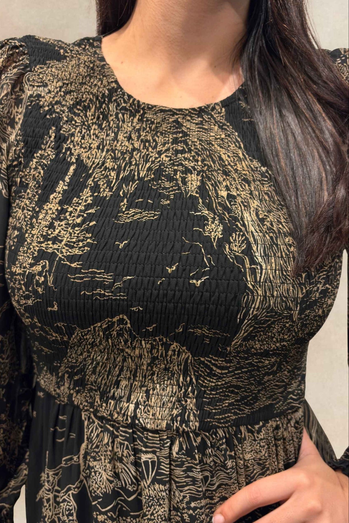 Francesca Robe Noire Smockée