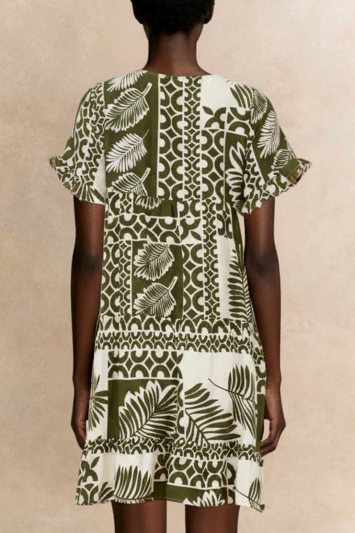 PRE-SALE | Clara White Dress Green Tropical