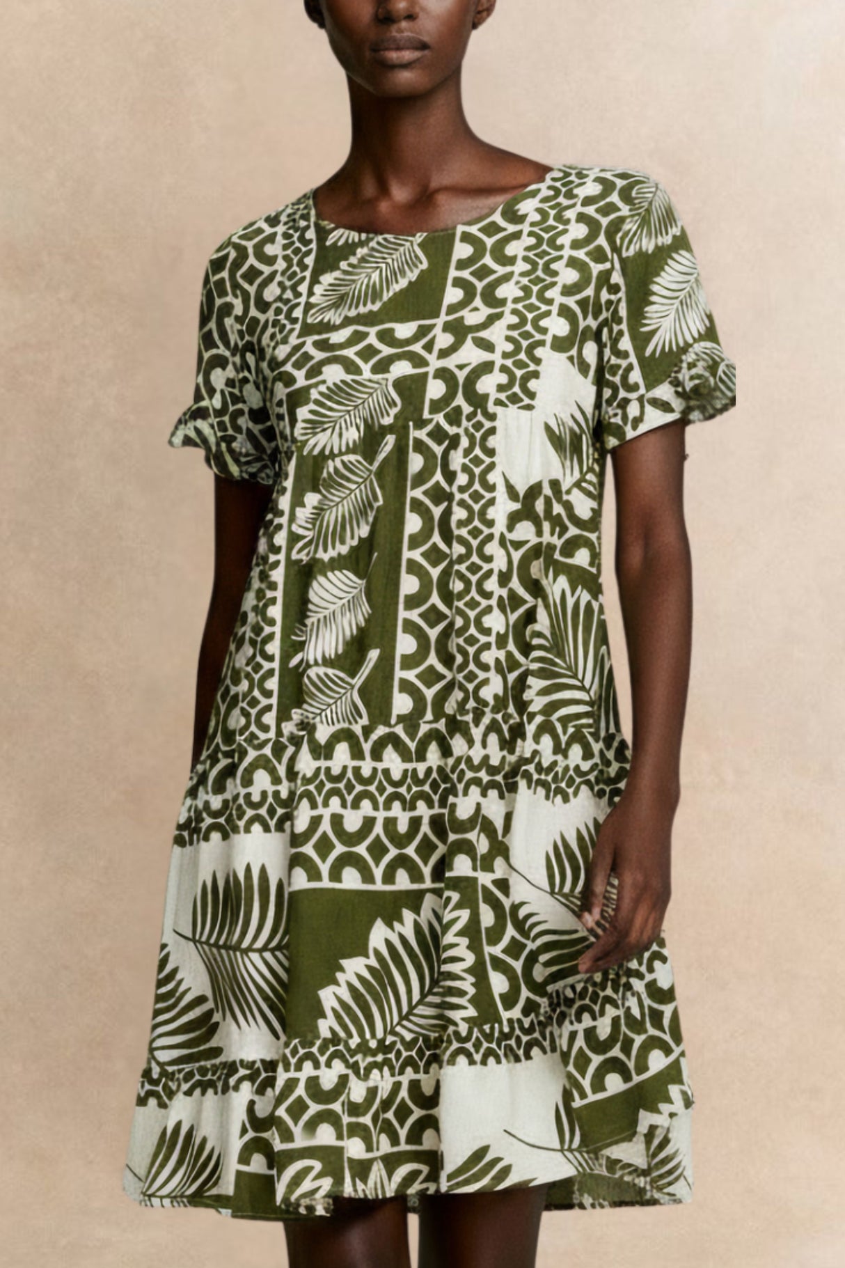 PRE-SALE | Clara White Dress Green Tropical