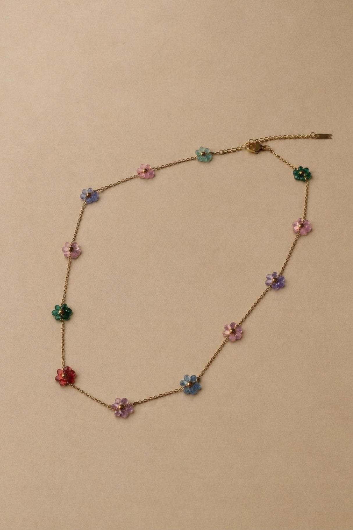 Collier Fleurs Perles Multicolores