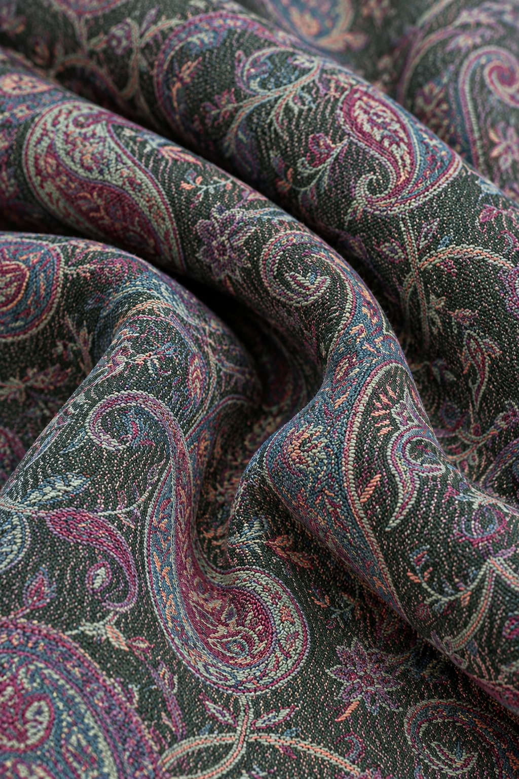 Pashmina Scarf Jacquard Paisley Dark Green