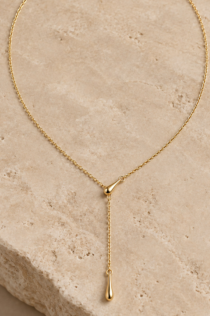 Collier Lasso Doré Pendentif Tombant