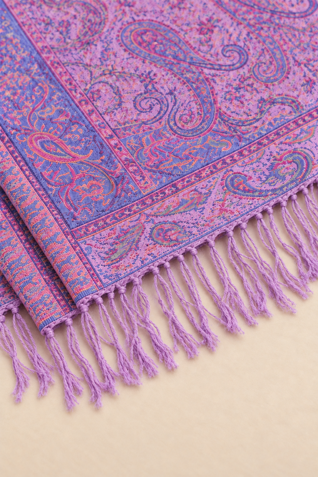 Écharpe Pashmina Violette Motif Jacquard