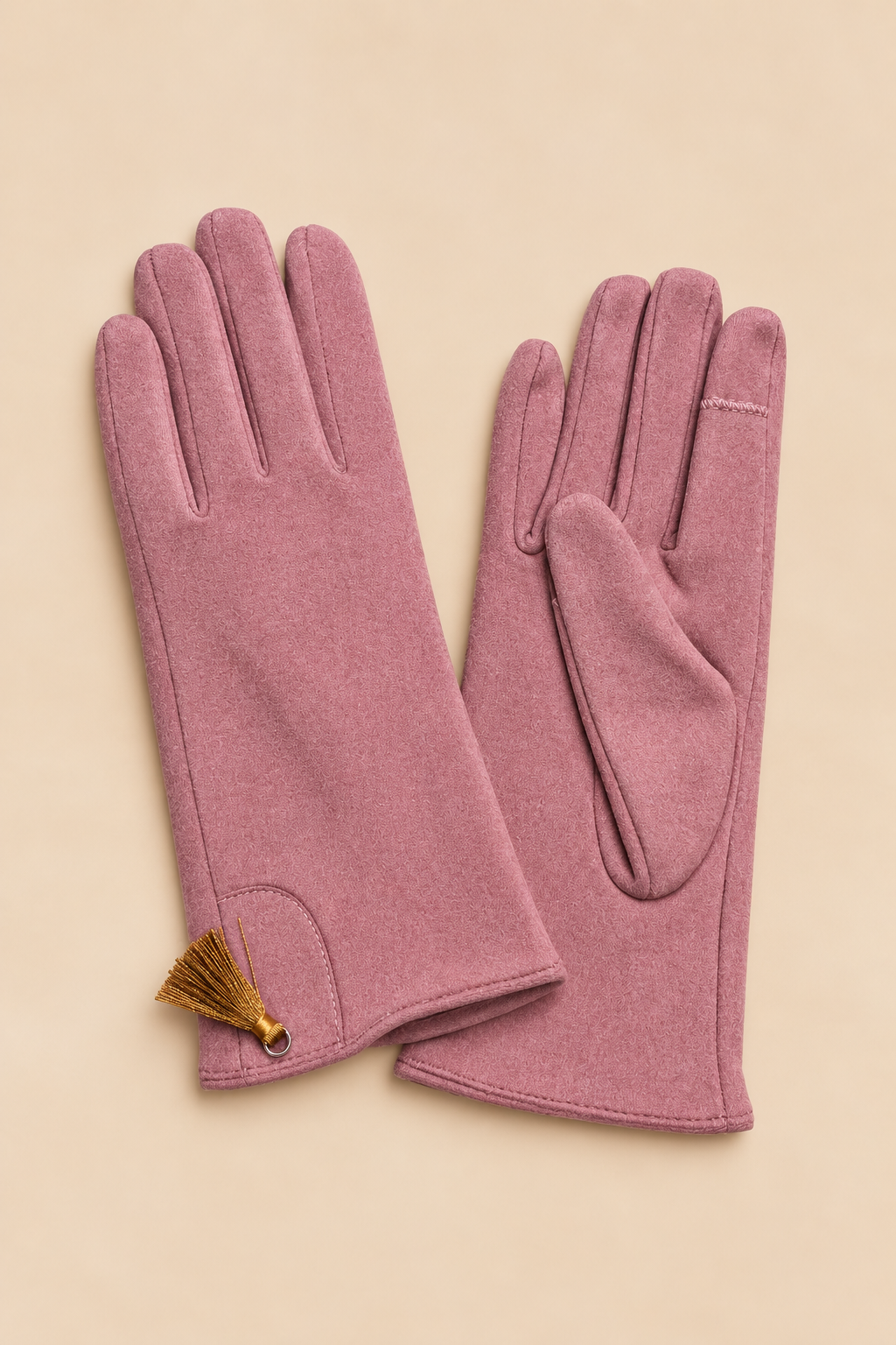 Gants Rose tactiles Velours Gland Décoratif