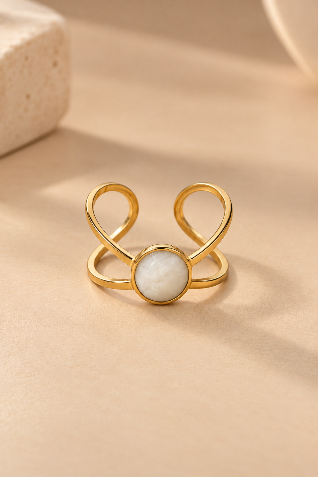 Bague boucles Ovale Plaquée Or 18 Carats