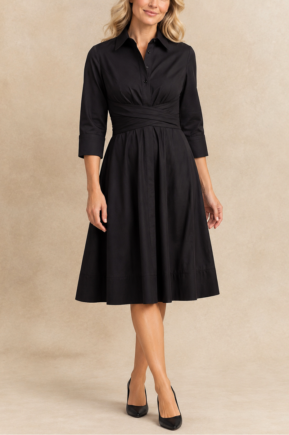 Tessa Robe chemise torsade devant coupe évasée