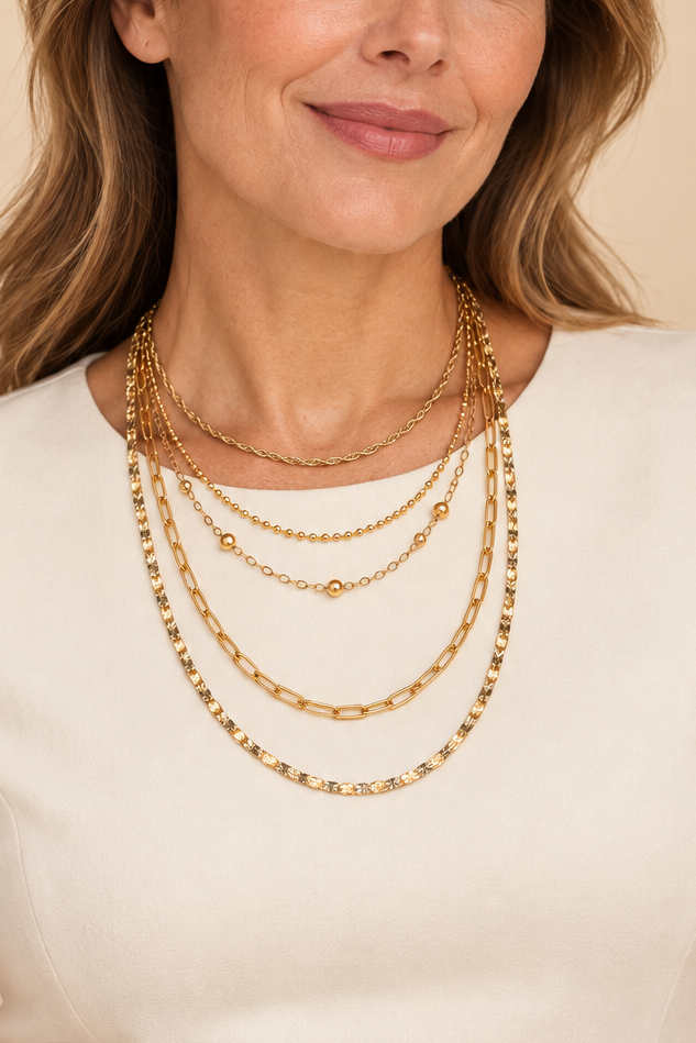 Collier Multirang Chaînes Dorées