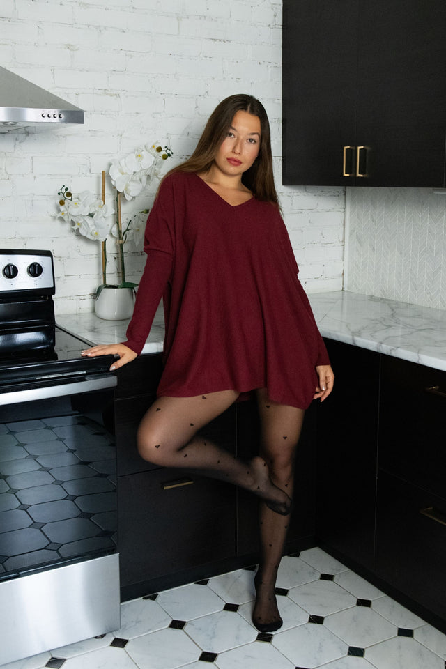 Emma Super Soft V-Neck Oversized Sweater - Onze Montreal Black / XS/S Annick