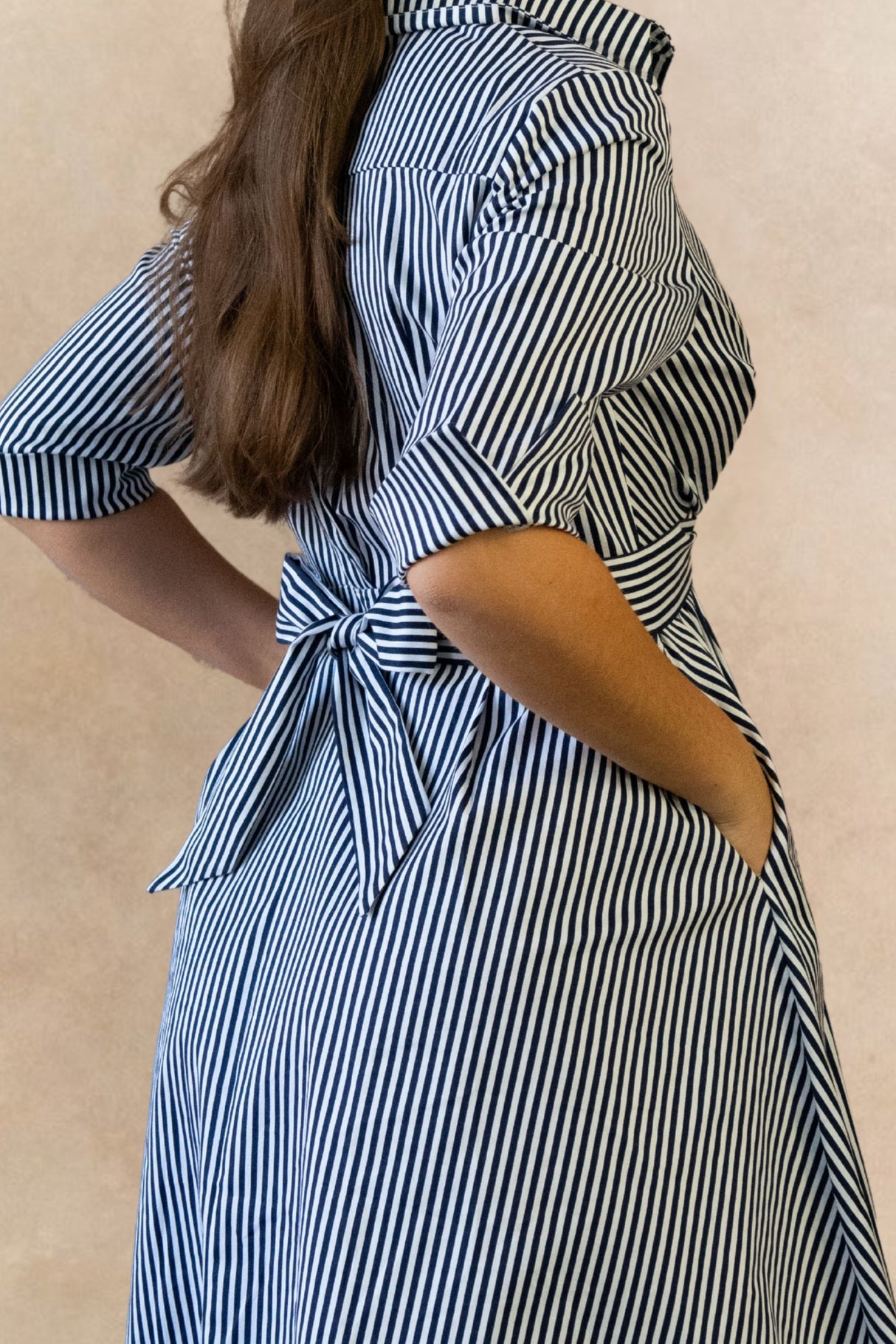 Estelle Striped Shirt Dress Tie Waist