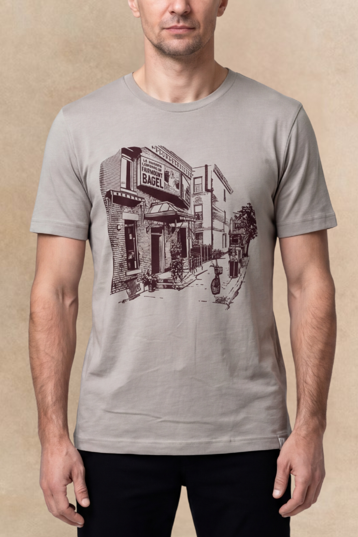 Fairmount Bagel T-Shirt Homme Gris