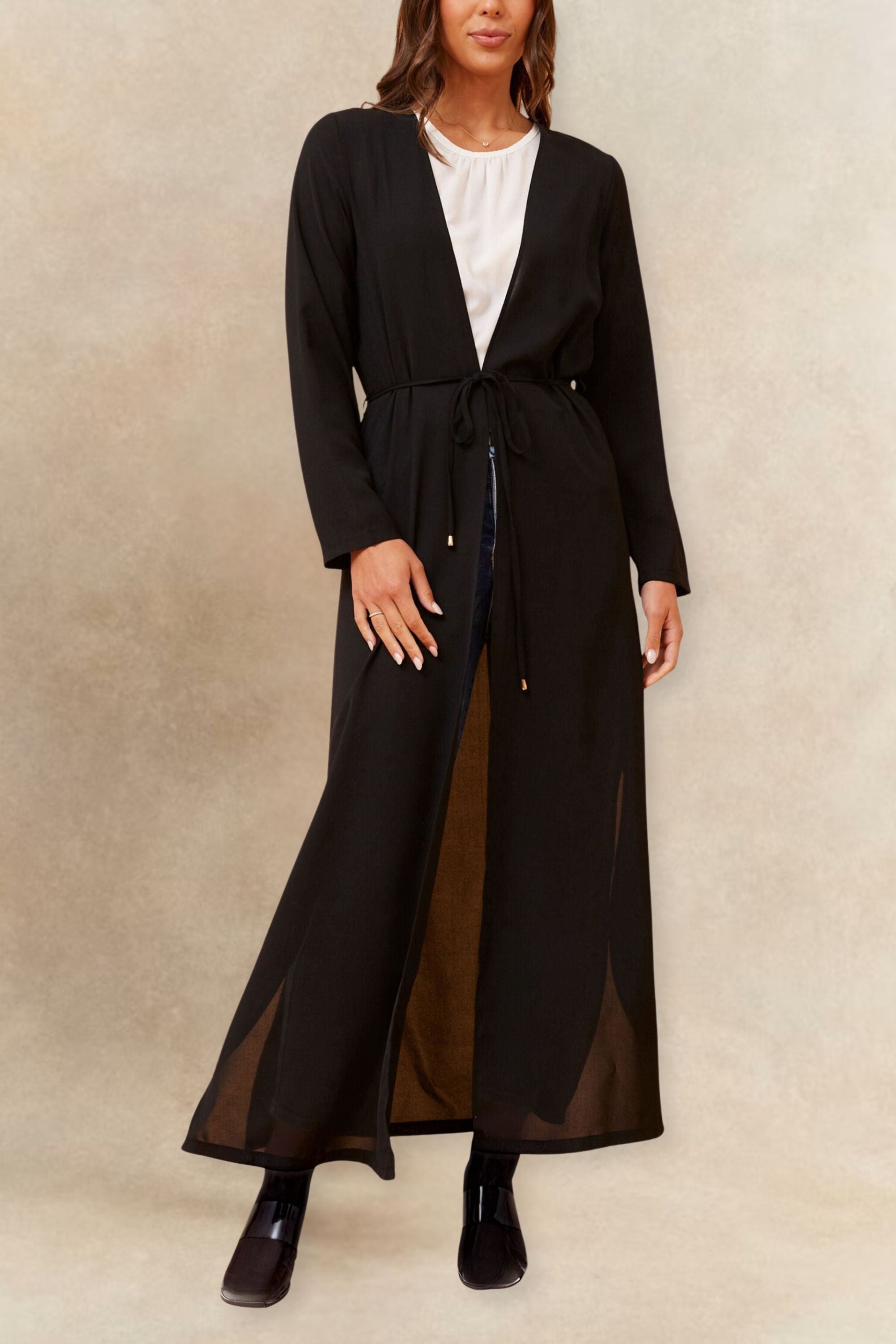 Fanny Long Knit Cardigan Open Tie Front - Onze Montreal